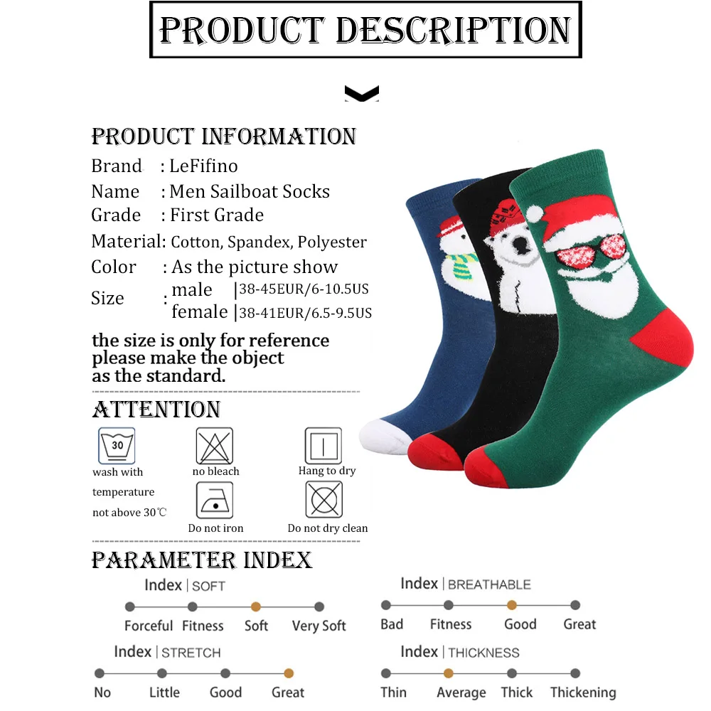 Мужские Праздничные Носки из чесаного хлопка, зеленые рождественские носки, забавные жаккардовые носки с Санта Клаусом, Рождественский подарок на год, Ne78030