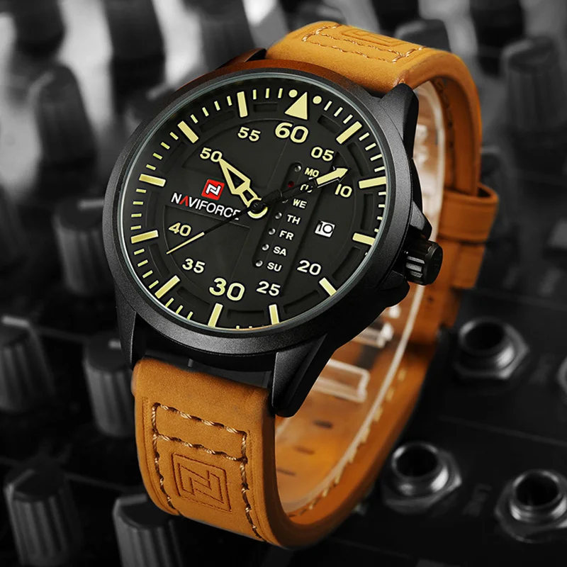 

NAVIFORCE Men Watch Military Date Week Leather Sport Waterproof Designer Watches Men Luxury Brand Man Clock Men's Wrist Watch