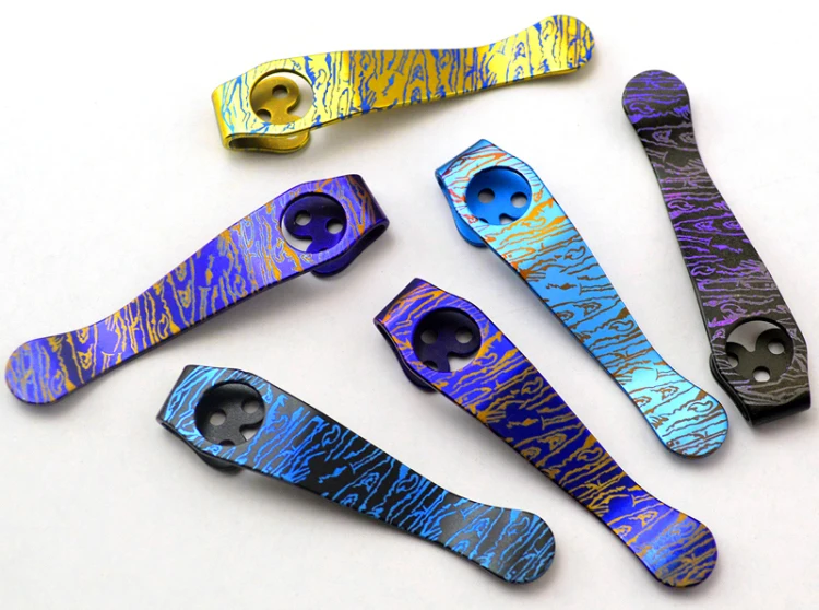 

1pcs Spyderco Custom Anodized Titanium Pocket Clip C81 C149 C11 C10 C41 C223 C101 C95