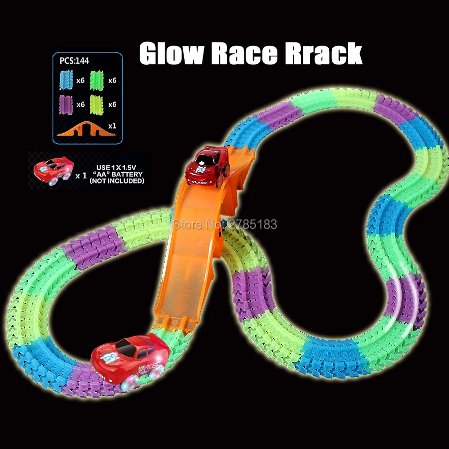 Glow Racing Car Track Set Glowing Race Track Fluorescent Bend Flex