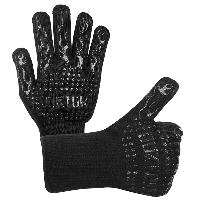 Перчатки для барбекю жаропрочные толстые силиконовые перчатки барбекю для приготовления на гриле перчатки для кухни перчатки для защиты рук принадлежности для барбекю - Цвет: 1 Pair