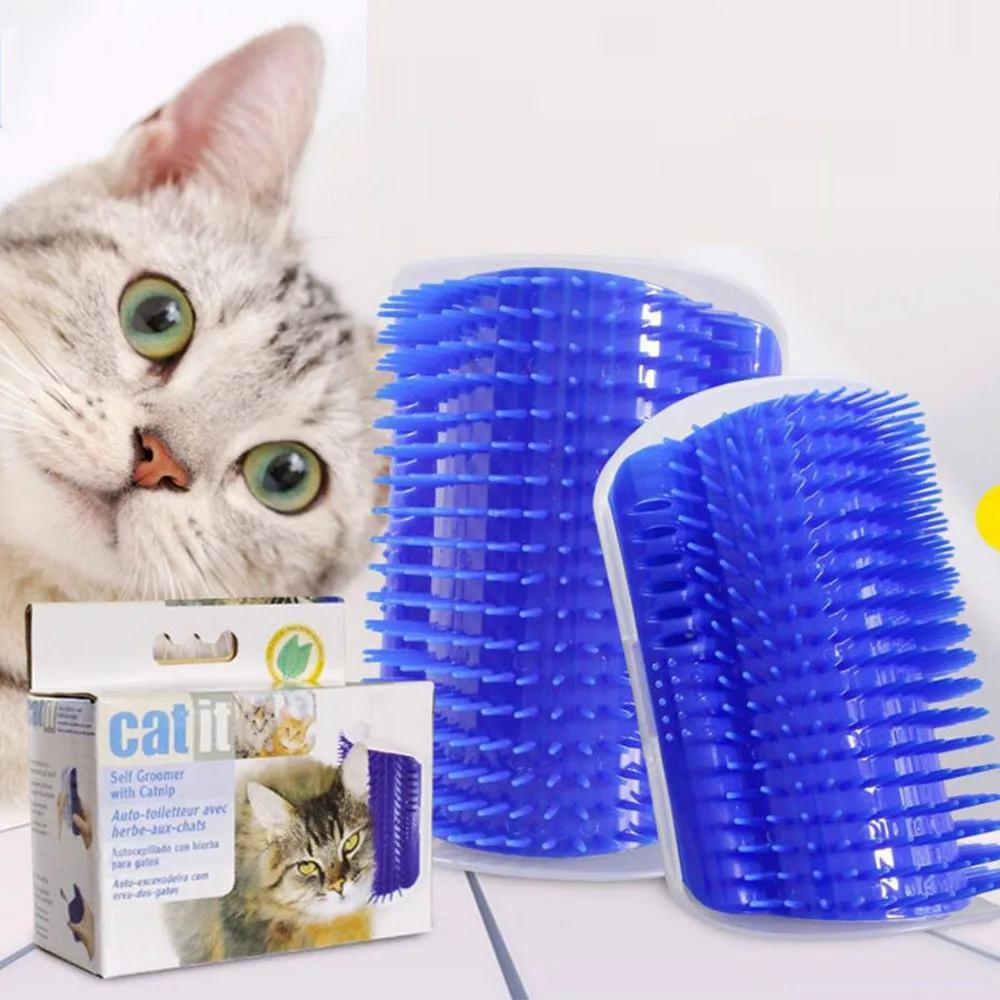 Plastic Pet Cat Massager Brush Comfortable Corner Cat Massage Self Groomer Comb Brush Pet