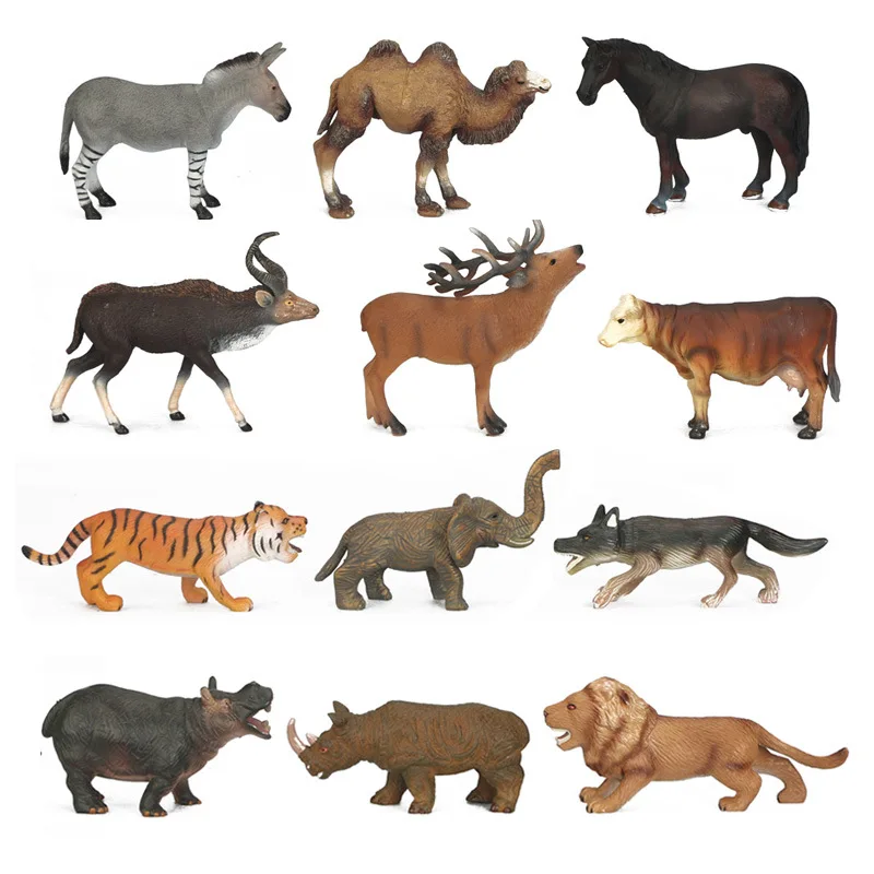 Wild Animal Model Toy Tiger Lion Elephant Horse Camel Rhinoceros Giraffe Wildebeest Zebra Hippo Wolf Sheep Leopard 30 Optional Wild Animal Model Toy Tiger Lion Elephant Horse Camel Rhinoceros Giraffe Wildebeest Zebra Hippo Wolf Sheep Leopard 30 Optional