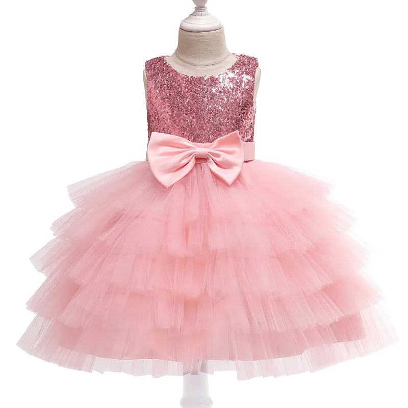 Платье принцессы для маленьких девочек девичье платье для дня рождения, детское платье г. Летняя детская одежда от 2 до 10 лет - Цвет: Pink