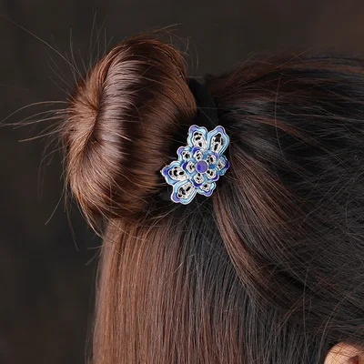 9 дизайн старый китайский ветер cloisonne lapis Цветы hairband, халцедон этнические аксессуары для волос, классические Винтажные Украшения для волос - Окраска металла: Родиевое покрытие