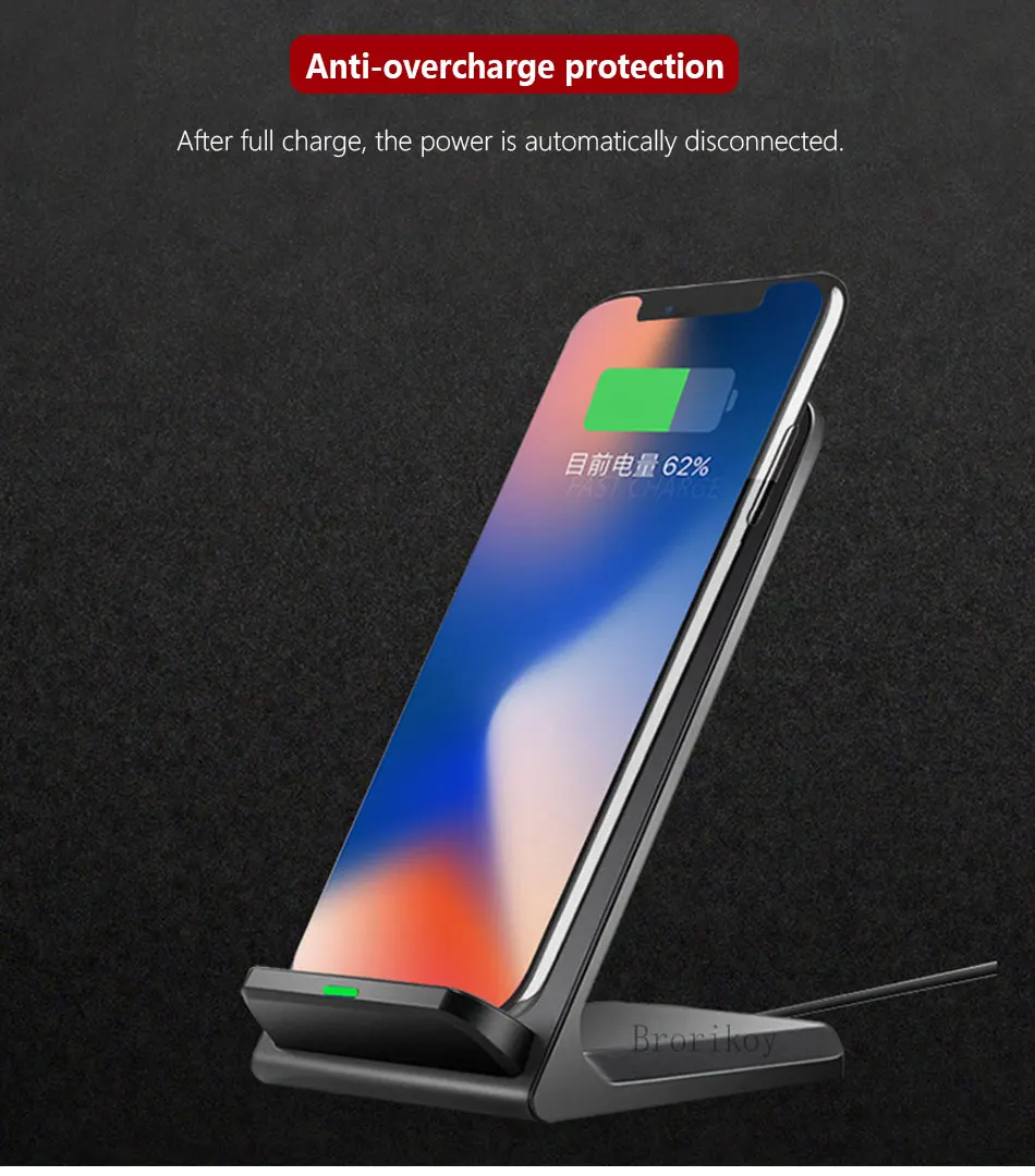 Qi Беспроводное зарядное устройство док-станция USB быстрая зарядка для iPhone X Xs samsung S8/S9 Note 8 Plus адаптер 10 Вт беспроводное быстрое зарядное устройство s держатель