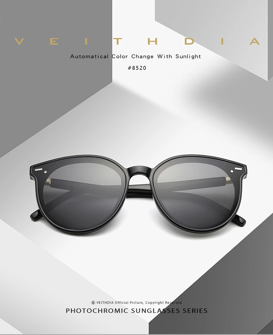 VEITHDIA Brand Photochromic Womens Sunglasses Polarized Mirror Lens Vintage Day Night Dual Sun Glasses Female For Women V8520 11