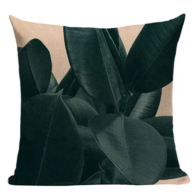 Наволочка для подушки с изображением растений, тропические джунгли, зеленые листья, декоративные подушки для домашнего дивана, квадратные льняные подушки с принтом, 45 см x 45 см - Цвет: 5