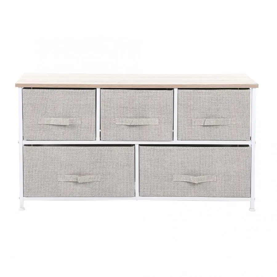 5 Drawers Detachable Fabric Drawer Iron Frame Bedroom Living Room Organizer Storage Shelf