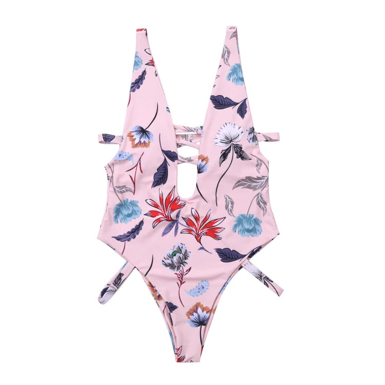 New Women's Swimming Suit One Piece Ladies Pink prine Solid Swimwear Backless Thong Swimsuit Monokini Bikini Bathing | Спорт и