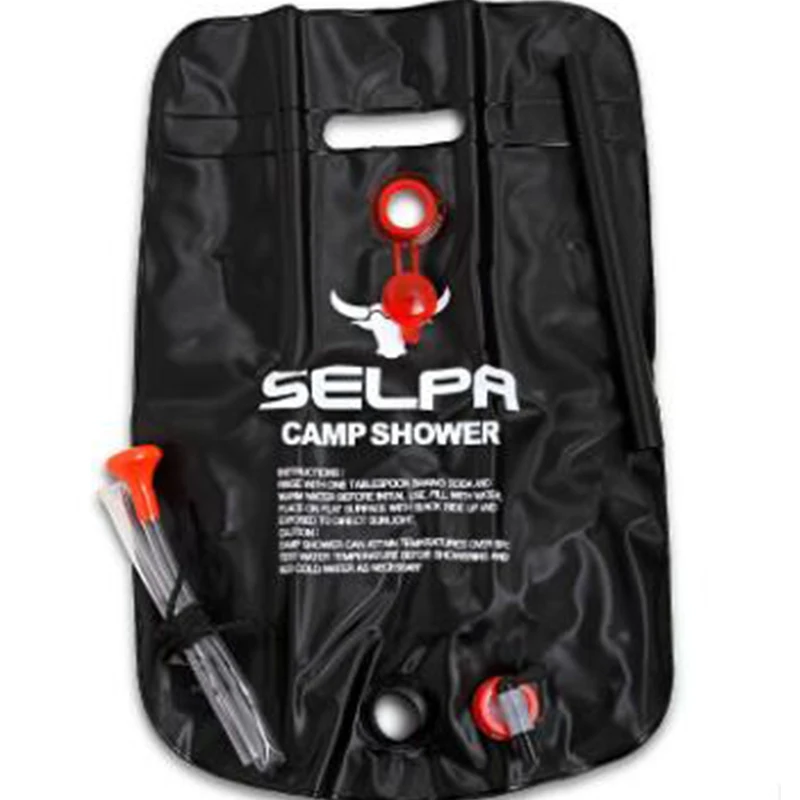 

10L portable outdoor camping shower bag solar heated shower bath picnic water bag light travel goods hiking black