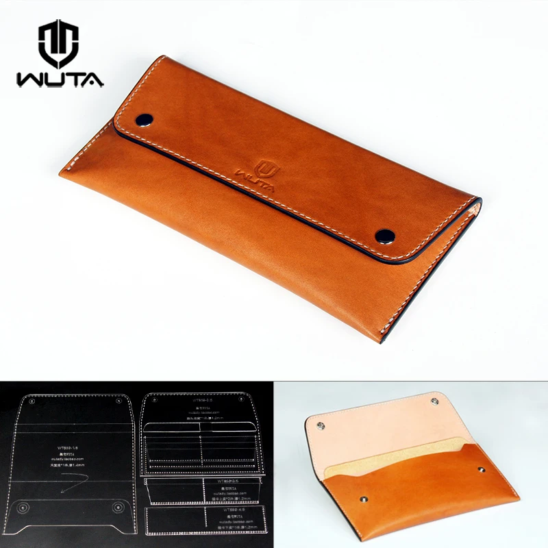 

WUTA 859 Leather Craft Pattern Long Wallet Acrylic Template Cutting Model for Beginner DIY Handmade Simple Clutch Long Purse Hot