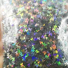 3 мм Лазерная Серебряная бабочка 10/сумка Лазерная Серебряная бабочка с блестками для нейл-арта блестящая пудра для нейл-арта, Блестящий лак для ногтей