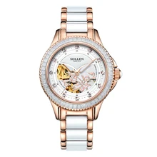Montre en céramique Femmes Rose Or Et Or Montre Automatique Relogio Feminino Dourado Dames Montres Femmes Montres De Mujer