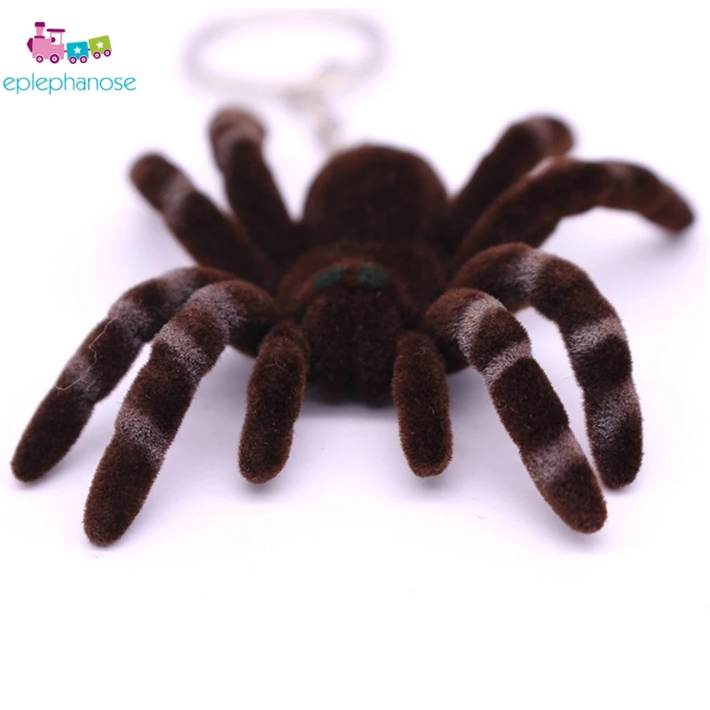 

Halloween Gift Creative Spoof Simulation Spider Keychain Plush Toys Small Trick Keyring Boy Car Pendant Birthday Gift Cartoon