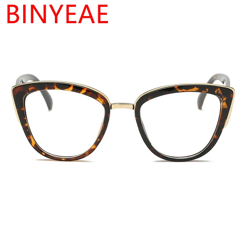 Винтажная леопардовая оправа для очков, женские прозрачные очки "кошачий глаз", прозрачные линзы, близорукость, очки в золотой оправе, роскошные очки