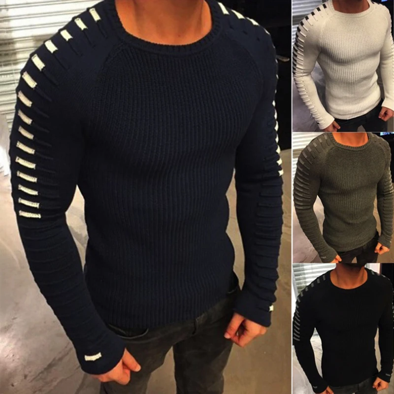 

Men's Casual O-Neck warm knit Sweater Pullover Knitting Sweaters Men Plus large Size xxl xxxl men's fashion patchwork sweater