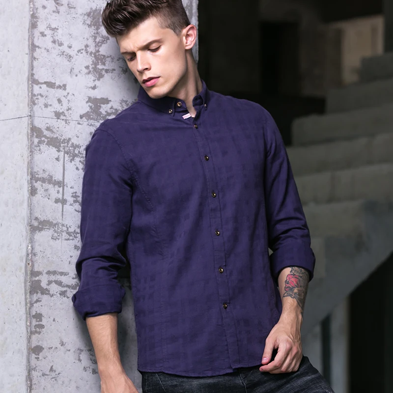 Boyuan 2018 Для мужчин модные Повседневное рубашка с длинными рукавами Slim Fit мужской