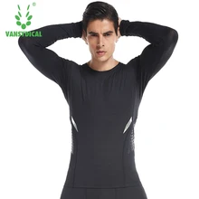 Новая Байкерская футболка для бега Мужская футболка Homme Мужская Спортивная футболка с длинным рукавом для фитнеса и сжатия Мужская футболка Quick Dray