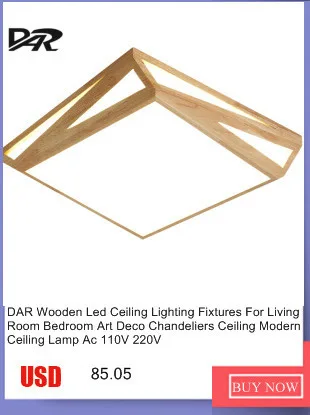 DAR деревянный потолочный светильник квадратная прямоугольная люстра Потолочная Лампа поверхностного монтажа современные светодиодные потолочные светильники для гостиной