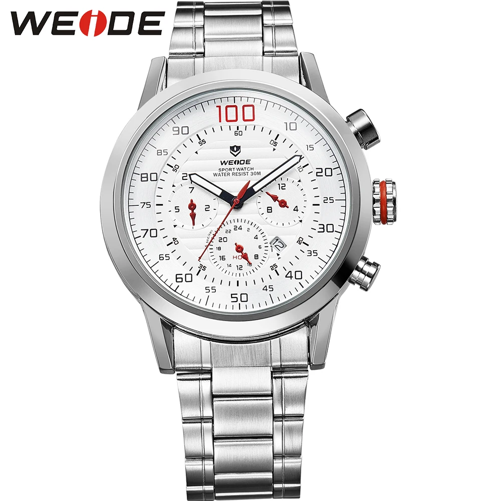 

WEIDE Relogio Masculino Men's Steel Strap Band Luxury Top Brand Men Military Sport Wristwatch Quartz Watch erkek saat relogios