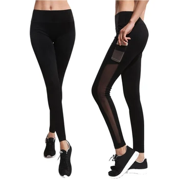 

Mesh Patchwork Footless with Small Pocket Pants New High Waist slim Leggings For Women Dancing Wear gotico woman