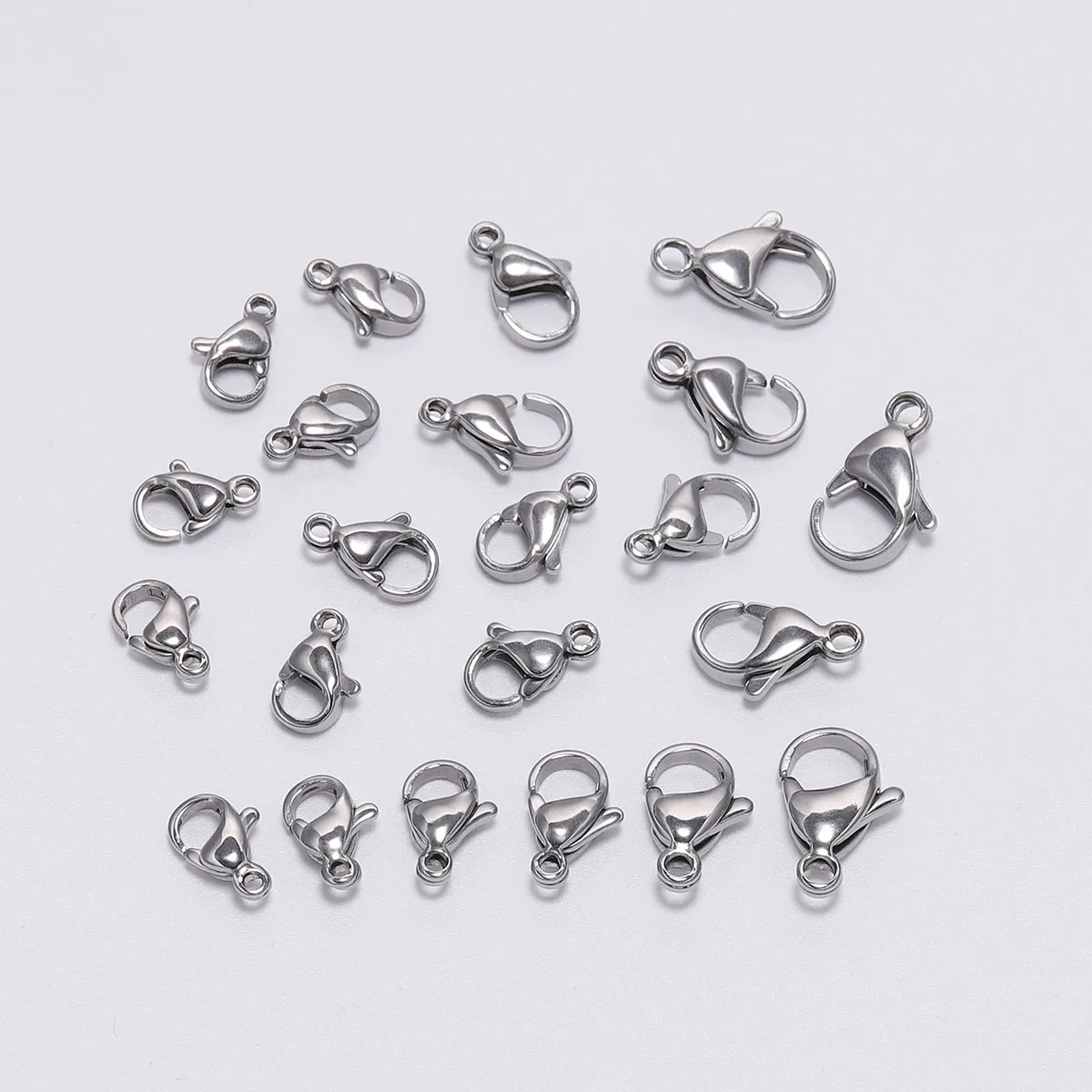 

30pcs/lot 9 10 11 12 13 15mm Stainless Steel Lobster Clasp Hooks For DIY Necklace Bracelet Chain Fashion Jewelry Making Findings