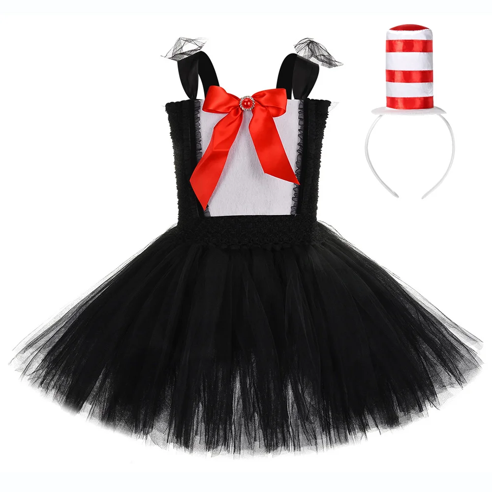 

Black White Clown Costume Girls Halloween Circus Cosplay Tutu Dress Halloween Child Wild Animal Trainer Costume with Headband