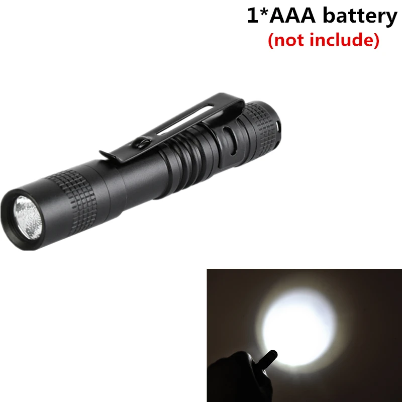 

9cm 250Lm Mini LED Flashlight Torch Portable 1 Switch Mode Pocket Light Used 1xAAA Battery For Camping Cycling