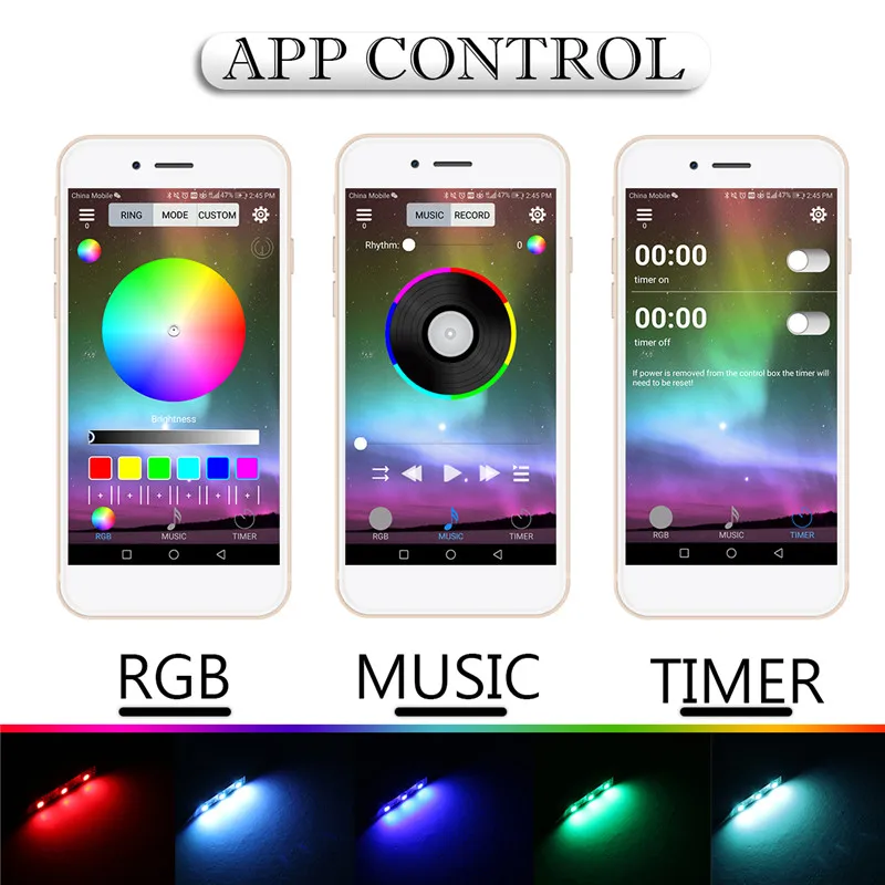 2X 15Color RGB App Remote Control Projector Headlamp Angles eye flash Adjustable