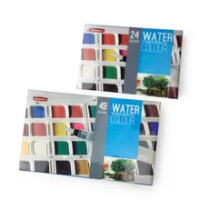 Сплошной цвет воды краски Художественные канцелярские принадлежности 48 цветов портативный набор студенческий класс вход сплошной цвет блок прозрачный