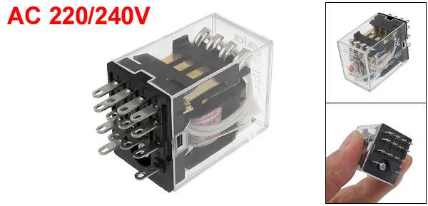 HH54P MY4 220/240VAC Coil Voltage 4P2T 14 Pins 5A Red LED Light Power Relay