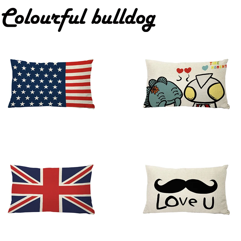 Cartoon Style 30*50cm Flag Cushion Cover Lovely Monster Pillowcase
