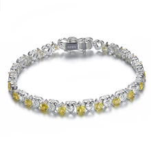 Стерлинговое Серебро 925 желтый кубический цирконий браслет в виде цепочки женские свадебные бижутерия Амулет браслет Mujer женские браслеты
