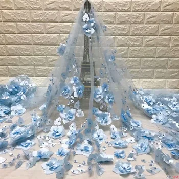 

3D Flower Bridal French Nigerian Laces Fabrics High Quality Grey African Laces Fabric Wedding African French Tulle Lace F181212
