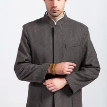 Модные серые китайский Стиль Для мужчин Шерсть кунг-фу пальто куртки M, L, XL, XXL, XXXL M27-1