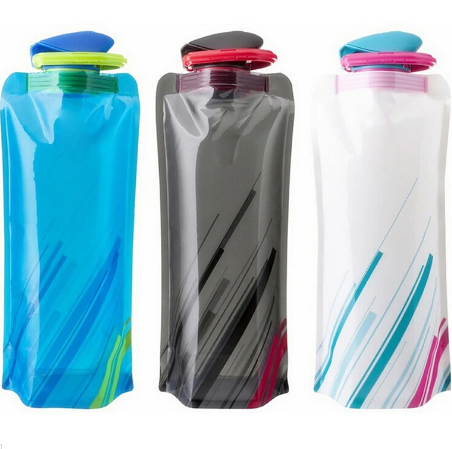 

New 2019 3 Color Sports Hot Fashion Flexible Collapsible Foldable Reusable 700ml Drink Water Bottles Hiking Travel Supplies Gym