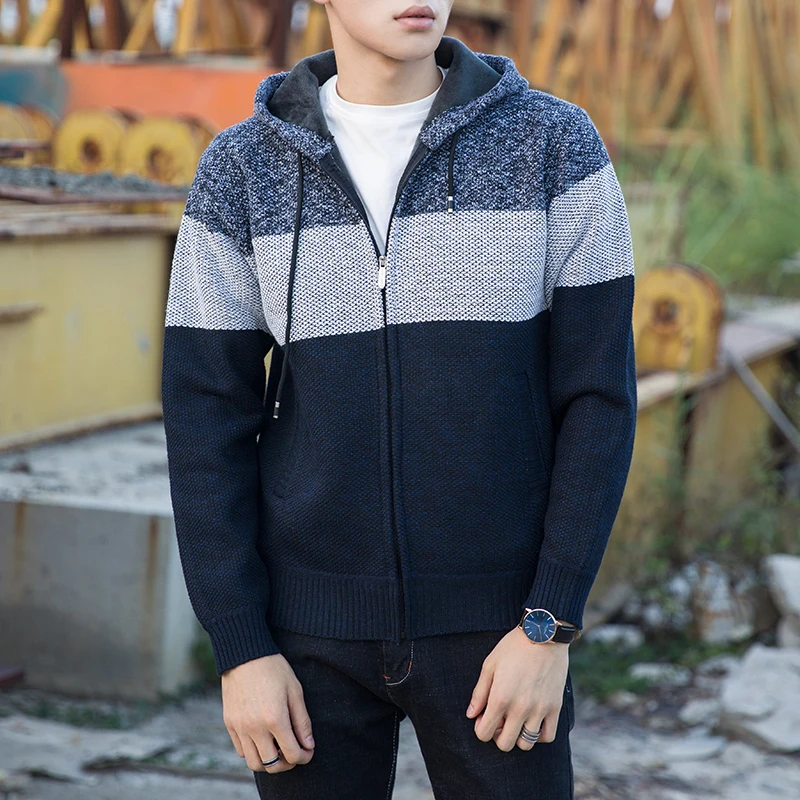 2019 Fall Winter Man Daily Sweater Hooded Thick Velvet Knitted Blend Colors Outwear Men Hoodes Warm Casual Fashion Quality Coats 2019 Fall Winter Man Daily Sweater Hooded Thick Velvet Knitted Blend Colors Outwear Men Hoodes Warm Casual Fashion Quality Coats
