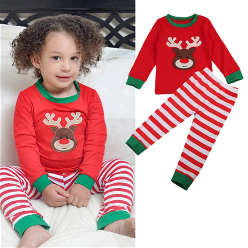 Christmas Toddler Kids Boy Girl Pajama Set 2017 New Long Sleeve Deer