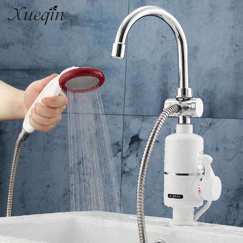 

Xueqin Free Shipping 220V Electric Water Heater Faucet Tap Bathroom Kitchen Water Taps Bath Shower Faucet Shower Head Shower Set