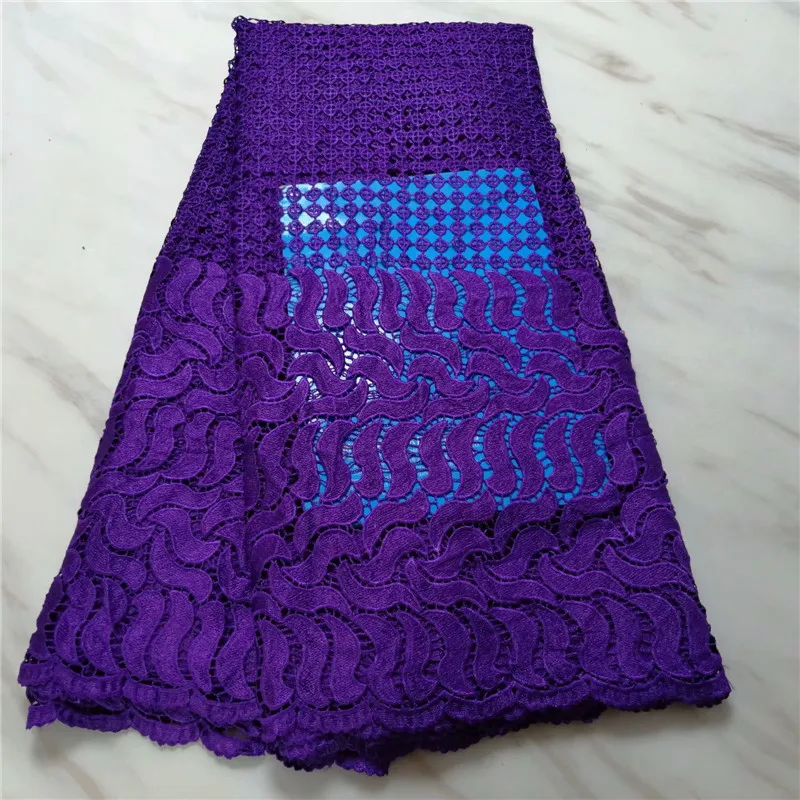 

Latest Purple African Guipure Lace Fabrics 2019 High Quality Embroidered French Cord Laces Fabric For Wedding Dresses pl65-1977