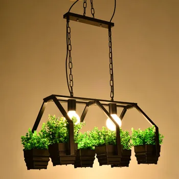 

Modern Simple Wooden E27 Holder Led Pendant lamps,3 Kinds Wrought Iron Plant Pot Bar Restaurant Creative Hanging Lamps