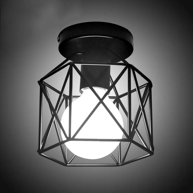 

New Retro Pendant Trouble Light Bulb Guard Wire Cage Vintage Industrial Lamp Covers Ceiling Fitting Hanging Bars Cafe Lamp Shade