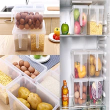 Пластиковые контейнеры для хранения, квадратная ручка, органайзер для хранения еды, коробки с крышками для холодильника, холодильника, шкафа, стола