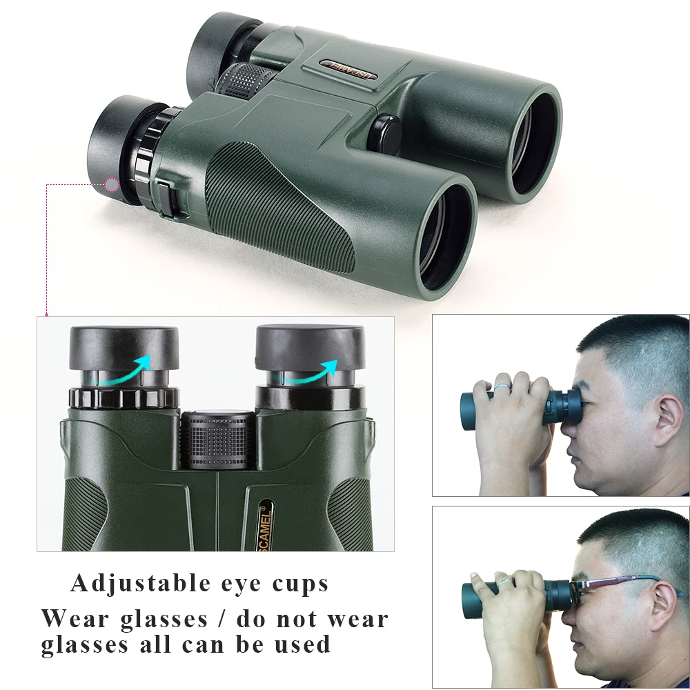 Binoculares profesionales para caza HD 10x42 tipo militar zoom telescópico visión de alta calidad ocular sin infrarrojos color verde USCAMEL - 5
