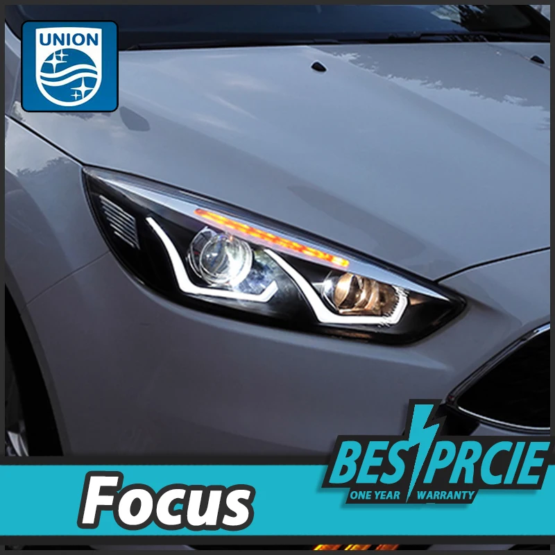 

UNION Car Styling for Ford Focus Headlights 2015 News focus LED Headlight DRL Lens Double Beam H7 HID Xenon Car Accessories