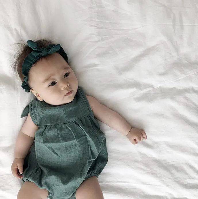 

2019 Korean Baby Bodysuits Minimalist Children's Clothes Cute bowknot Butt-wrapped Jumpsuit Girl's Checked Jumpsuit
