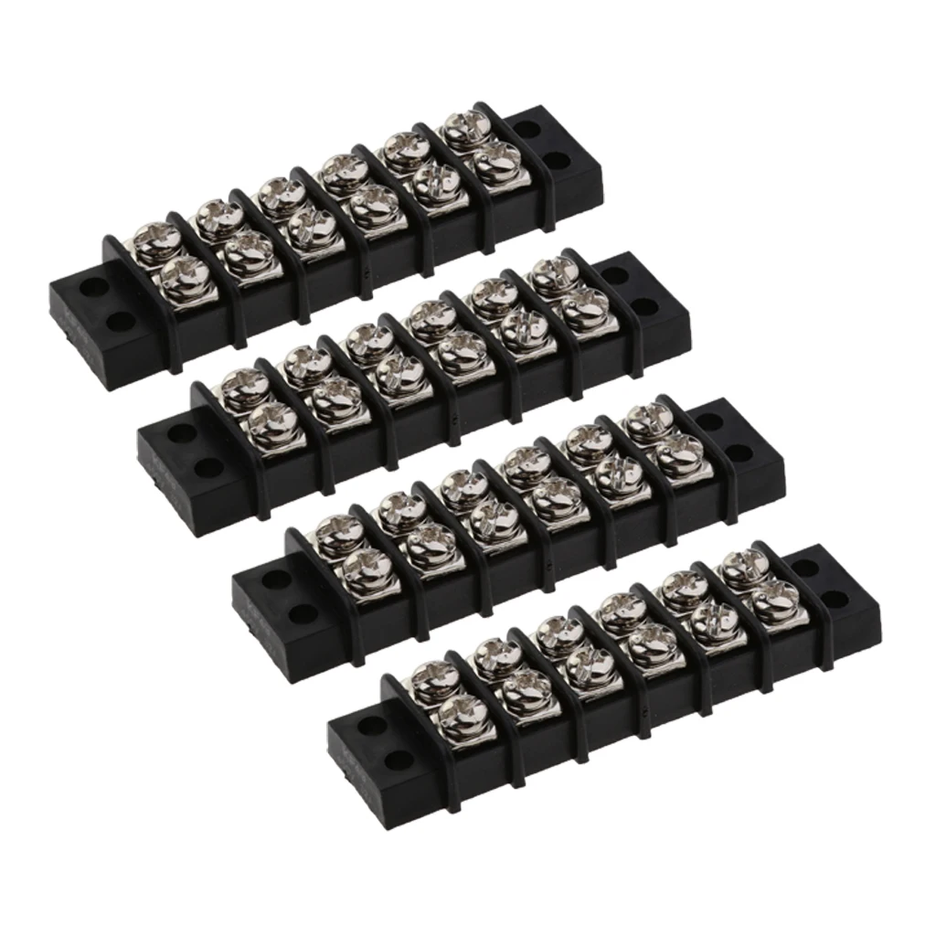 

4pcs Black Marine Boat 30A 12V Terminal Block Bus Bar - 6 Way Moisture Repellent Bakelite Insulator Base