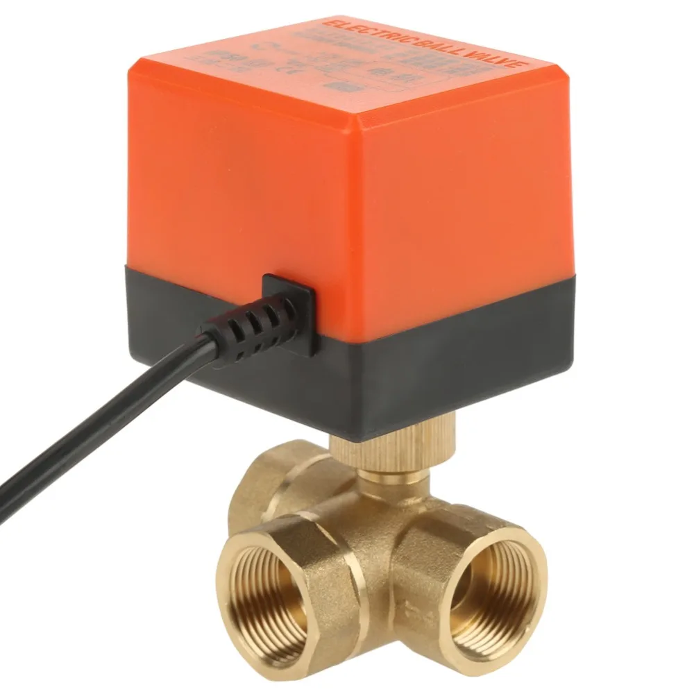 Моторизованный шаровой клапан AC 220V G3/" DN20 3 ходовой латунный моторизованный привод шаровой клапан для кондиционера