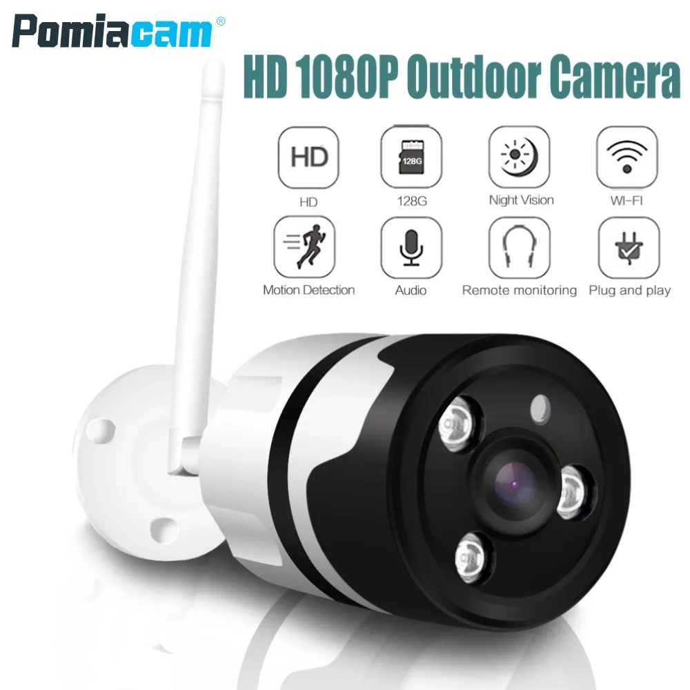 

HD 1080P Wireless Security Camera Waterproof Outdoor WIFI CCTV Camera 185 degree Fisheye Bullet IP Camera EC56 Motion detection